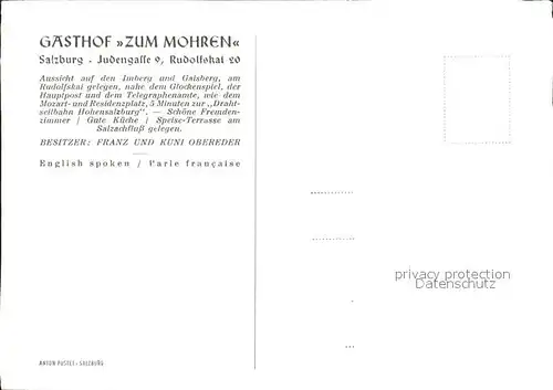 Salzburg Oesterreich Kunigunde und Franz Obereder Besitzer des Gasthofes Zum Mohren / Salzburg /Salzburg und Umgebung