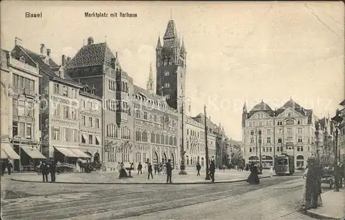 Basel BS Marktplatz mit Rathaus / Basel /Bz. Basel Stadt City