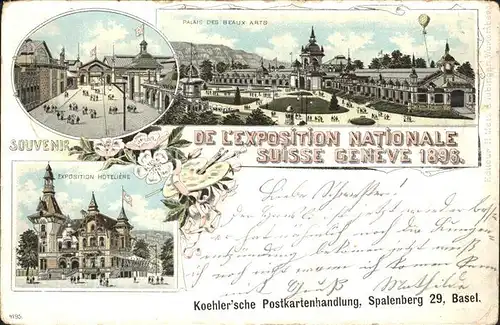 Geneve GE Exposition Nationale Suisse 1896 Palais des Beaux Arts Exposition Hoteliere / Geneve /Bz. Geneve City