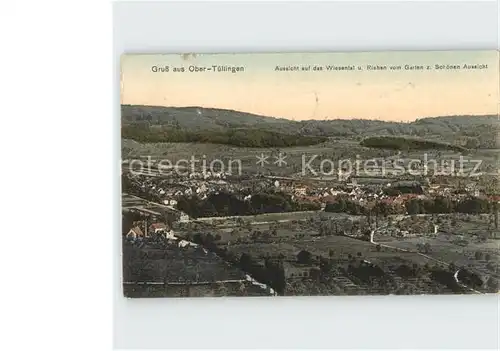 Obertuellingen Blick auf Wiesental und Riehen vom Garten zur Schoenen Aussicht / Tuellingen /Loerrach LKR