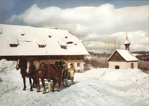 Alpersbach Gasthaus Zum Engel Pferdeschlitten Kapelle