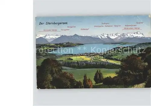 Starnbergersee Seepanorama mit Alpen Kat. Starnberg