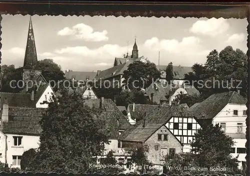 Iburg Teutoburger Wald Blick zum Schloss Fachwerkhaus Kat. Hoerstel