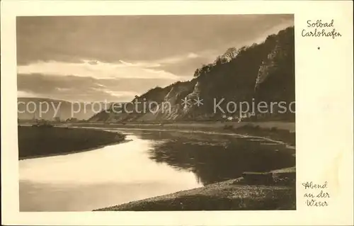 Carlshafen Partie an der Weser Abendstimmung Solbad