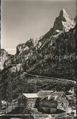 Hoellentalangerhuette mit Hoellentorkopf Berggaststaette Berghuette Wettersteingebirge Kat. Garmisch Partenkirchen