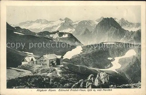 Edmund Probst Haus Berghuette Allgaeuer Alpen Gebirgspanorama Kat. Oberstdorf
