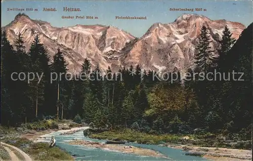 Hetzau Gruenau Almtal Partie am Fluss mit Alpenpanorama Totes Gebirge Kat. Gruenau Salzkammergut