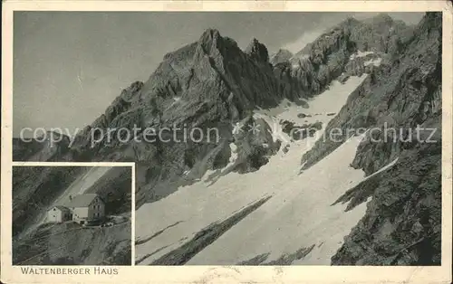 Waltenbergerhaus mit Maedelegabel Hochfrottspitze Schutzhuette Allgaeuer Hochgebirge Kat. Immenstadt i.Allgaeu