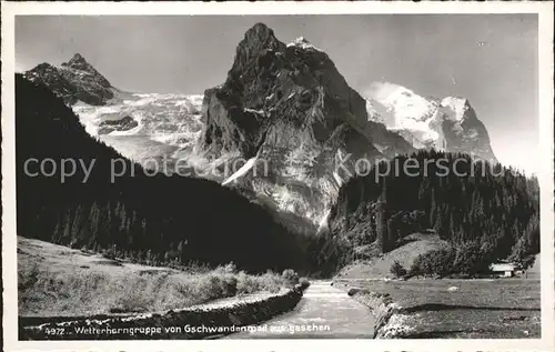 Grindelwald Wetterhorngruppe Blick von Gschwandenmad Berner Alpen Kat. Grindelwald