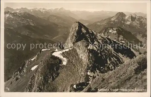Rotwandgipfel gegen Zugspitze Alpenpanorama Kat. Schliersee