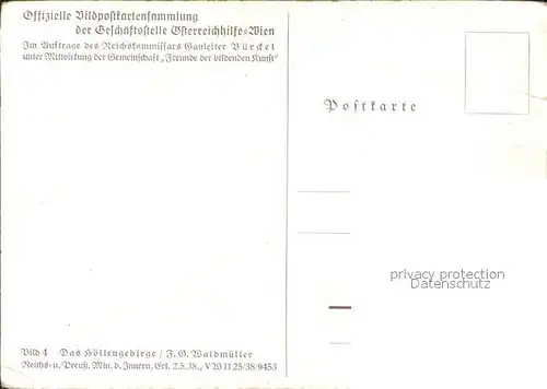Hoellengebirge Offizielle Bildpostkartensammlung oesterreichhilfe Wien Bild Nr. 4
