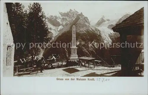 Stilfserjoch Berggasthaus Weisser Knott Terrasse Gedenkstein Kat. Italien