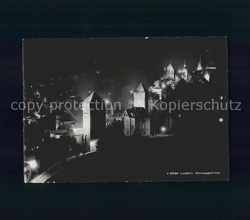 Luzern LU Museggtuerme bei Nacht / Luzern /Bz. Luzern City