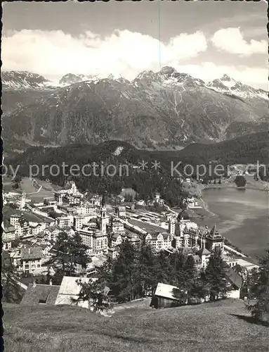 St Moritz GR Panorama mit Languardkette Moritzersee Kat. St Moritz