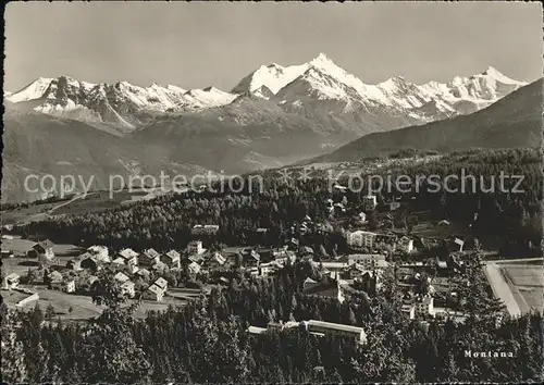 Montana Vermala Gesamtansicht mit Alpenpanorama Kat. Randogne