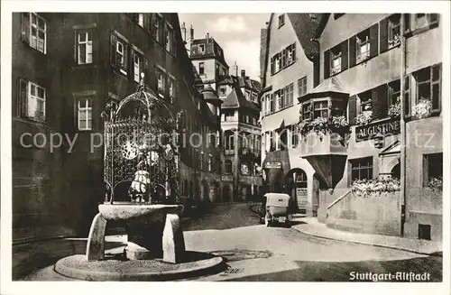 Stuttgart Altstadt Hans im Glueck Brunnen Kat. Stuttgart