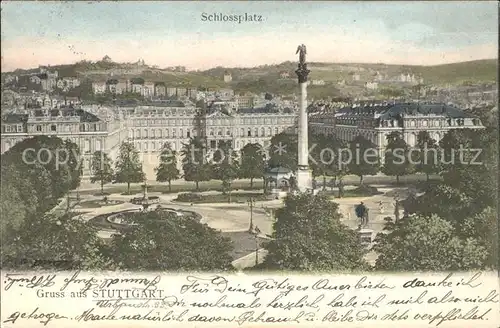 Stuttgart Schlossplatz Brunnen Saeule Kat. Stuttgart
