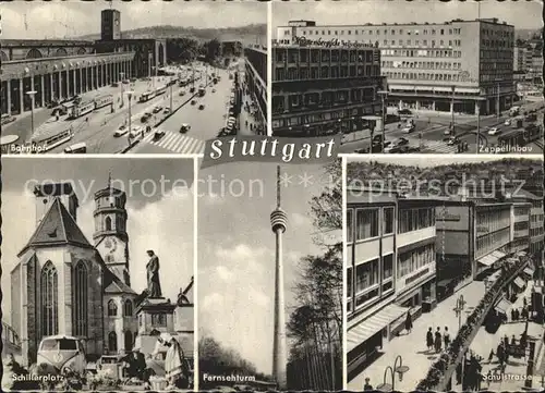 Stuttgart Bahnhof Zeppelinbau Schillerplatz Fernsehturm Schulstrasse Kat. Stuttgart