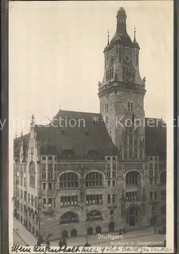 Stuttgart Rathaus mit Glockenspiel Kat. Stuttgart