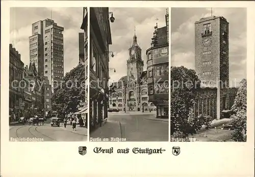 Stuttgart Tagblatt Hochhaus Rathaus Bahnhofturm Wappen Kat. Stuttgart