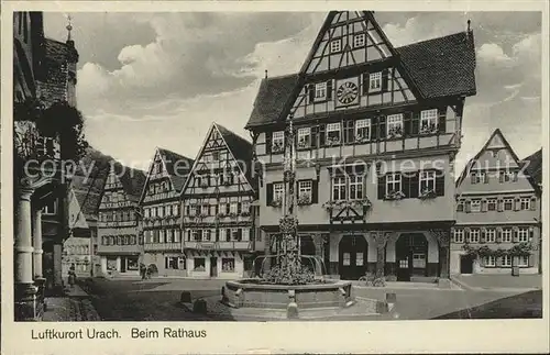 Urach Bad Rathaus Brunnen Fachwerk Kat. Bad Urach