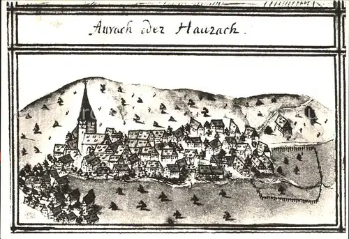 Aurach Bad Urach Abbildung aus Kieserschen Forstlagerbuch um 1680 Zeichnung Kat. Bad Urach