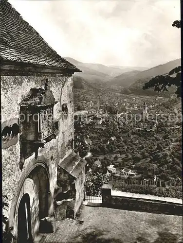 Schloss Eberstein Haupteingang Terrassengaststaette Blick Murgtal Kat. Gernsbach