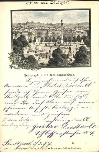 Stuttgart Schlossplatz mit Residenzschloss Kat. Stuttgart
