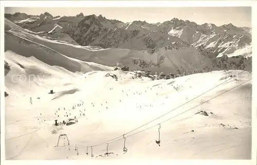 Nebelhorn Skilift mit Edmund Probst Haus Bergstation Hotel Hoefatsblick Kat. Oberstdorf