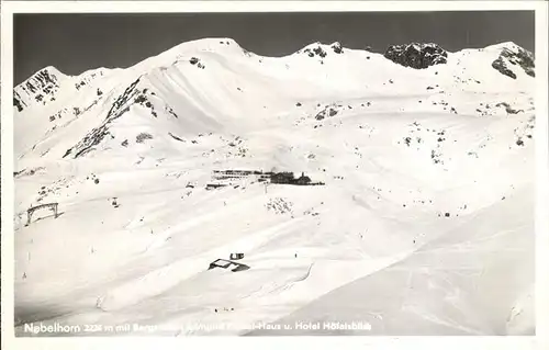 Nebelhorn mit Bergstation Edmund Probst Haus und Hotel Hoefatsblick Kat. Oberstdorf