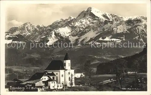 Ettenberg Kirche mit Hohem Goell Kat. Marktschellenberg