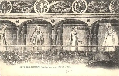 Schloss Runkelstein Fresken aus dem Bade Saal / Renon Ritten Suedtirol /