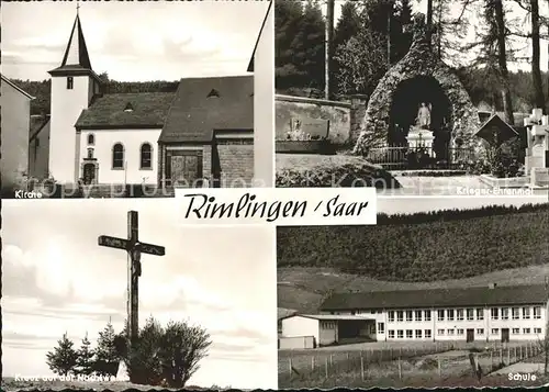 Rimlingen Losheim Kirche Kriegerdenkmal Kreuz Nachtweide Schule