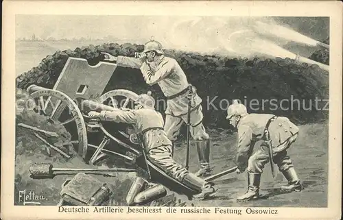 Ossowicz Weltkrieg Deutsche Artillerie beschiesst russische Festung  Kat. Russische Foederation