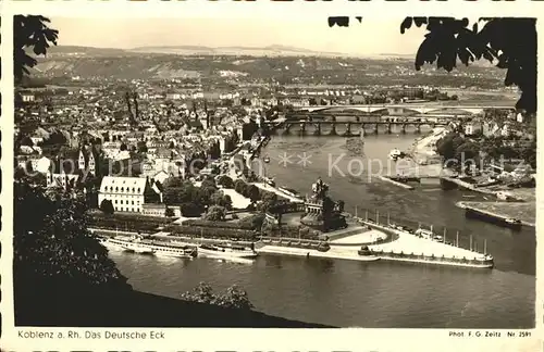 Foto Zeitz F.G. Nr. 2591 Koblenz Das Deutsche Eck  Kat. Berchtesgaden