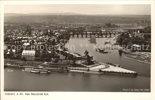 Foto Zeitz F.G. Nr. 2285 Koblenz am Rhein Das Deutsche Eck Kat. Berchtesgaden