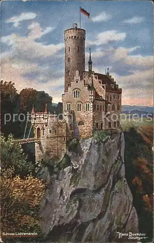 Schloss Lichtenstein Kuenstlerkarte Hans Boettcher  Kat. Lichtenstein
