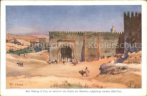 Fes Bab Mahrog Kuenstlerkarte 5 Kat. Marokko