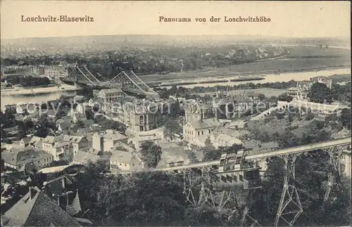 Loschwitz Blasewitz Panorama von der Loschwitzhoehe Bergschwebebahn Kat. Dresden