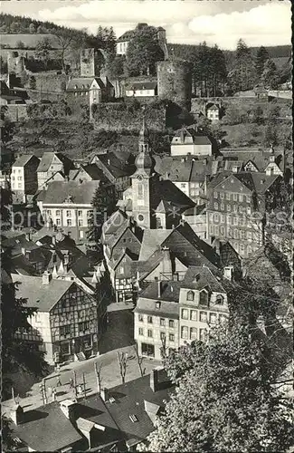 Montjoie Monschau Marktplatz mit Blick zur Burg Kat. Monschau