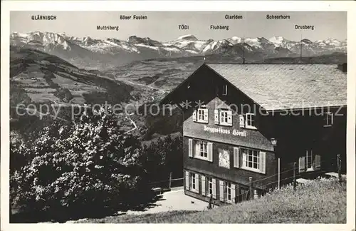 Hoernli Kulm Berggasthaus im Toesstal Alpenpanorama Kat. Hoernli