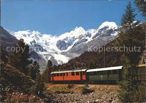 Rhaetische Bahn Montebello Berninagruppe Morteratschgletscher  Kat. Eisenbahn