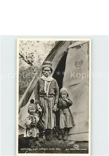 Lappland Lapland Mann mit Kindern Kat. Rovaniemi