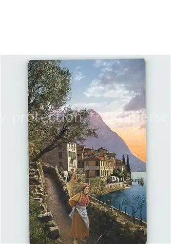 Lago di Lugano S. Mamette Kuenstlerkarte Kat. Italien