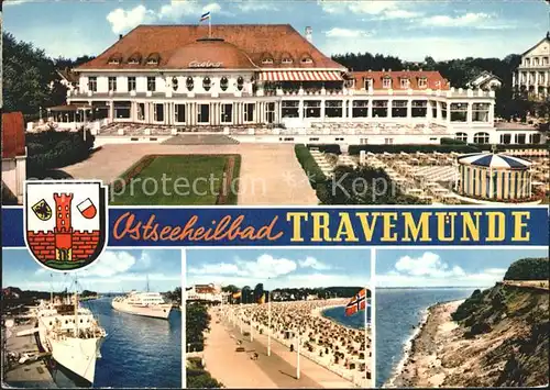 Travemuende Ostseebad Casino Hafen und Strandpartie Steilkueste Kat. Luebeck
