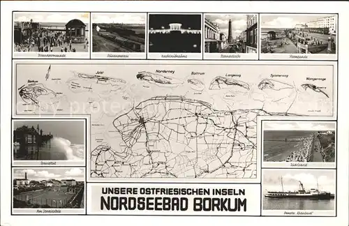 Borkum Nordseebad Teilansichten uebersichtskarte Ostfriesische Inseln