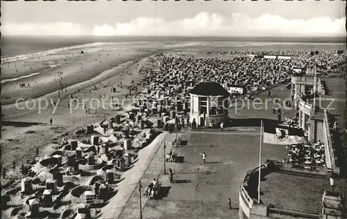 Borkum Nordseebad Kurpromenade mit Musikpavillon und Nordstrand