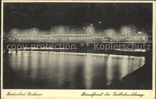 Borkum Nordseebad Strandfront in Festbeleuchtung