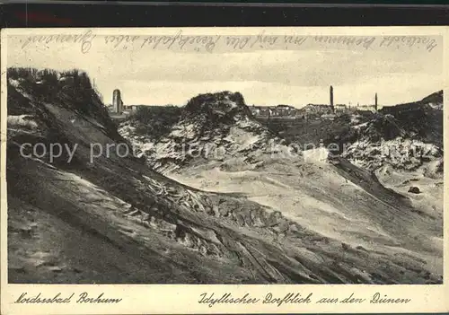 Borkum Nordseebad Duenen mit Blick zum Dorf