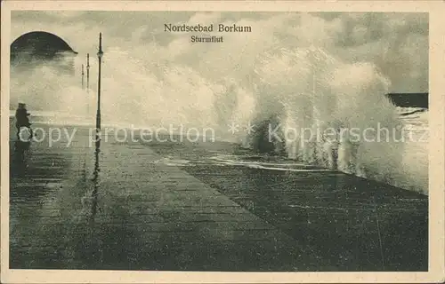 Borkum Nordseebad Sturmflut